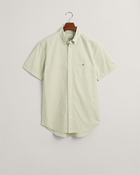 Poplin Gingham Shirt SS Grønn