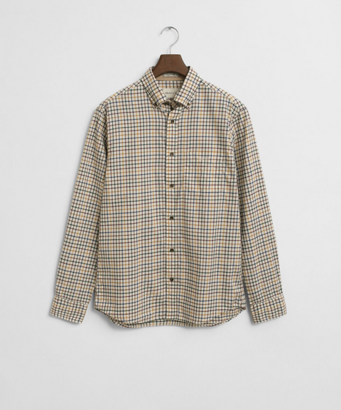 Reg twill Check shirt Beige