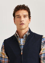 Merino Zip Vest, marine Marine