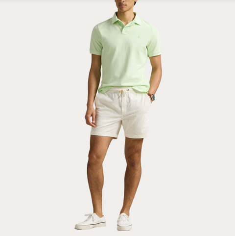 Mineral  dyed mesh polo shirt Grønn