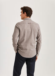 Twill Flannel Shirt, Classic Fit Brun