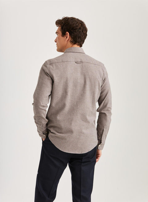 Twill Flannel Shirt, Classic Fit Brun