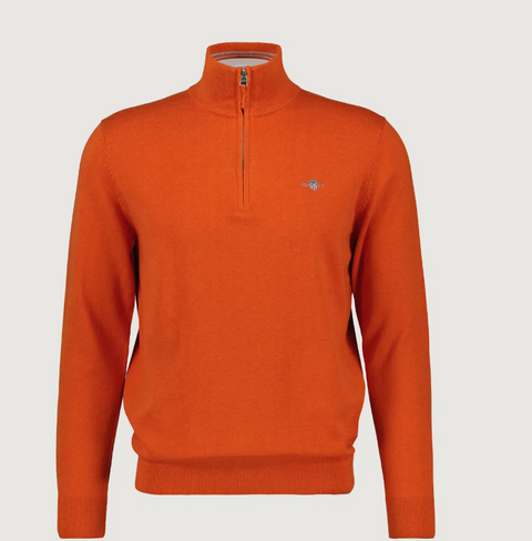 Classic cotton half zip Oransje