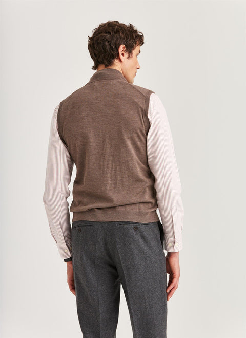 Merino Zip Vest Brun