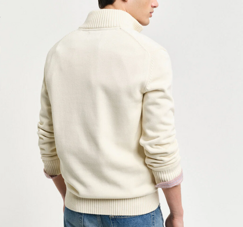 Casual cotton 1/2 zip Off-White