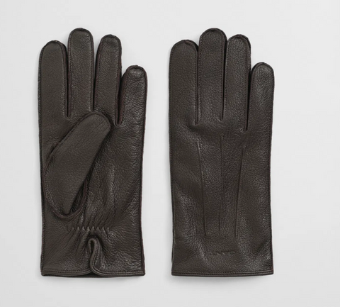 CASHMERE LINED LEATHER GLOVES Brun