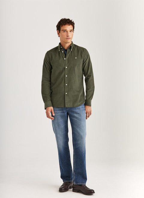 Douglas Cord Shirt Slim, Olive Oliven