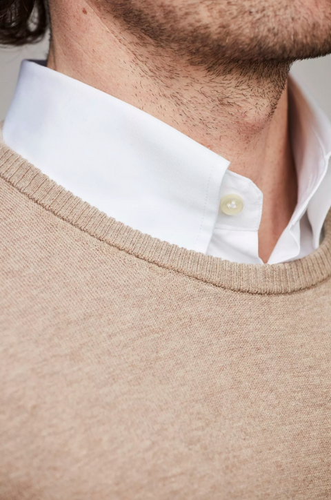 C-NECK SWEATER PATCH, Mørkbeige Beige