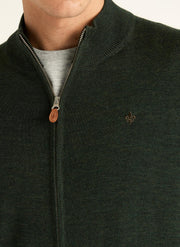 Merino Zip Cardigan Mørkebrun