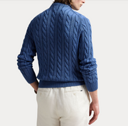 CABLE-KNIT GARMENT-DYED Blå