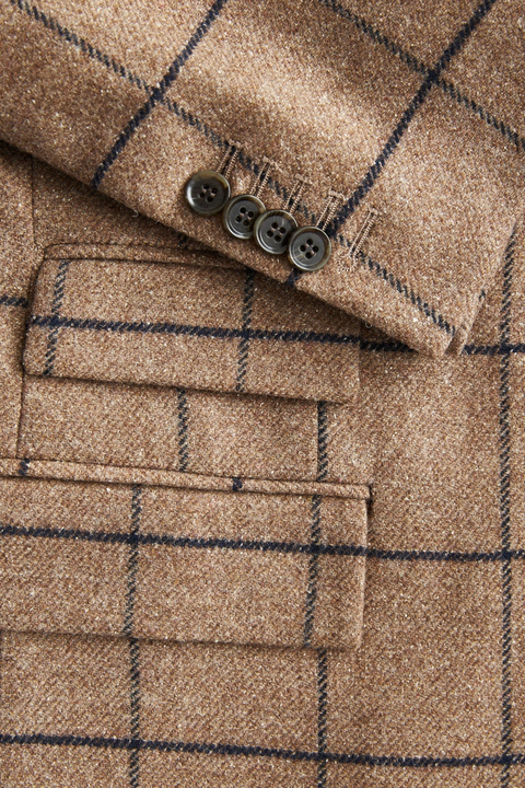 Morris Windowpane Wool Jkt Brun