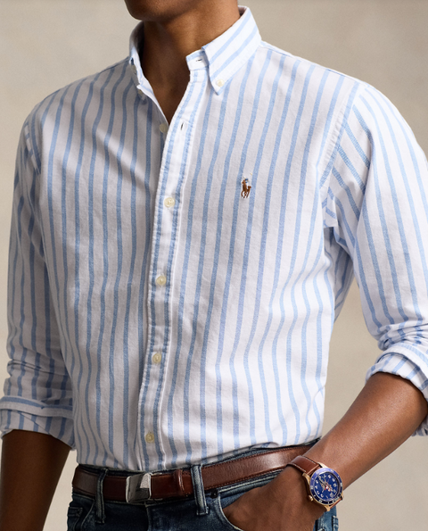 STRIPED OXFORD SHIRT Lyseblå