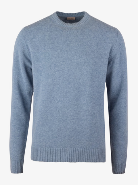 Sweather knitted crew neck merino Lyseblå