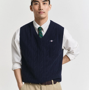 Cable vest lambswool Marine