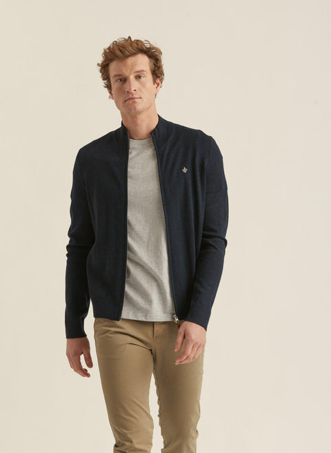 Merino Zip Cardigan Marine