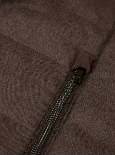 Vest zip Alcantara wool Brun