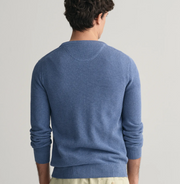 Cotton Pique c-neck Blå