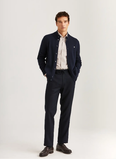 Hertford Button Cardigan, Navy Mørkeblå