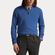 Half Zip Wool Knit Blå