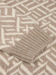 Knitted pattered merino wool Lysebrun