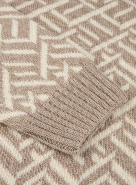 Knitted pattered merino wool Lysebrun