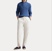 CABLE-KNIT GARMENT-DYED Blå