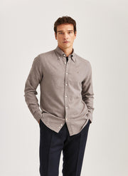 Twill Flannel Shirt, Classic Fit Brun