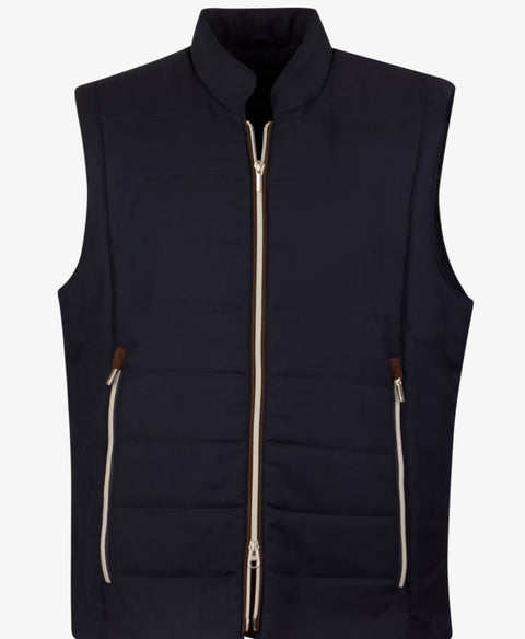 Vest zip Alcantara wool Marine