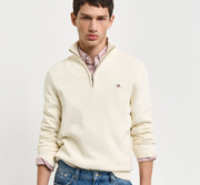 Casual cotton 1/2 zip Off-White