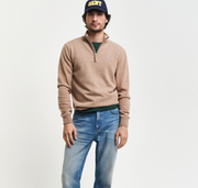 Superfine Lambswool Half Zip Beige/Khaki