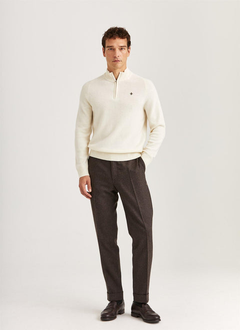 New Hertford Half Zip, 02 Off-White