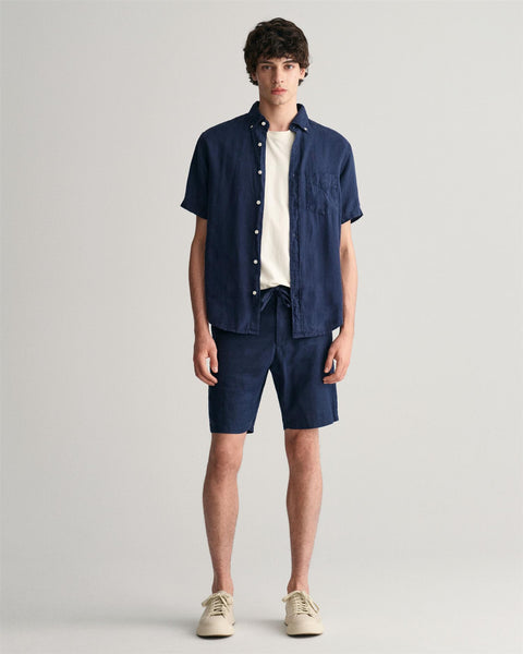 Relaxed Linen Shorts DS Marine