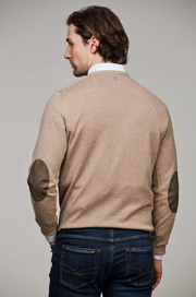 C-NECK SWEATER PATCH, Mørkbeige Beige