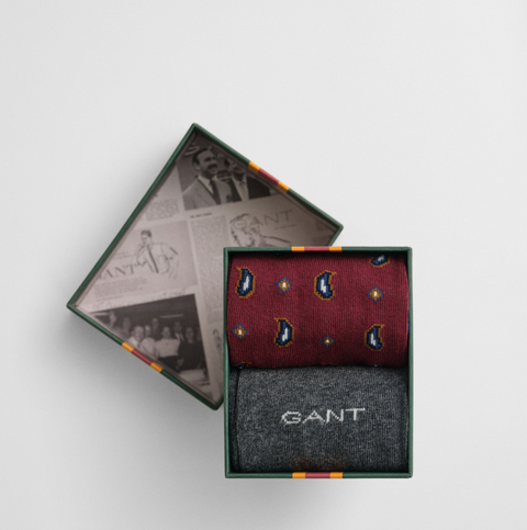 Paisley Socks 2-Pack Gift Box Rød