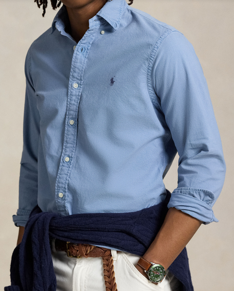 GARMENT-DYED OXFORD SHIRT Lyseblå