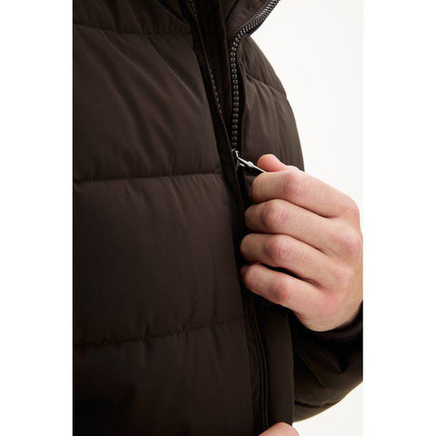 Hooded Puffer Jacket Mørkebrun