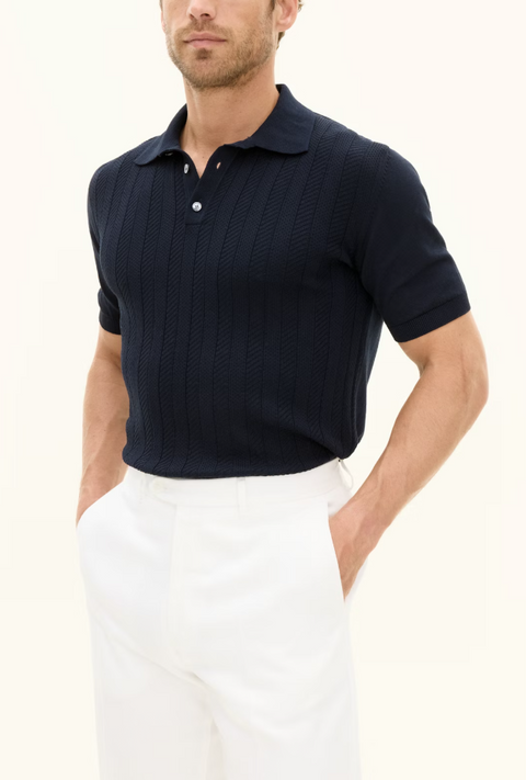 Barto Stripe Poloshirt Mørkeblå