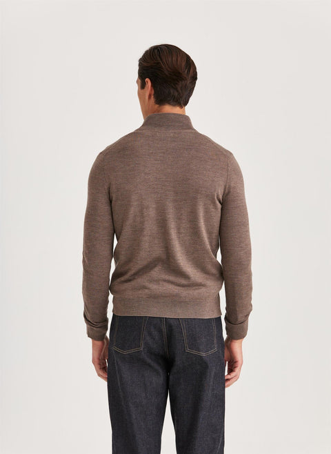 Merino Zip Cardigan Brun