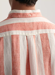 Reg Bold Stripe Linen Shirt, 828 Lys Rosa