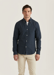 Flannel Donegal shirt - slimfit, Navy Marine