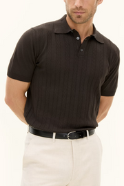 Barto Stripe Poloshirt Mørkebrun