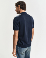 Color Blocked Cotton SS Polo Marine