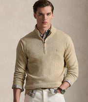 Cotton Zip Sweather, Brown Khaki