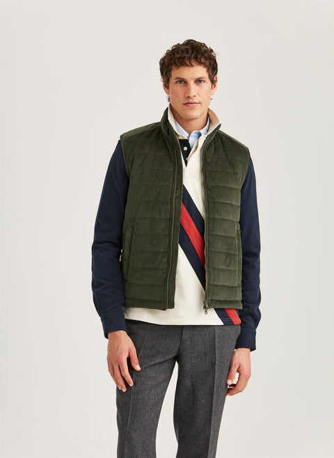 Ted quilted cord vest Oliven