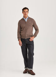 Merino Zip Cardigan Brun