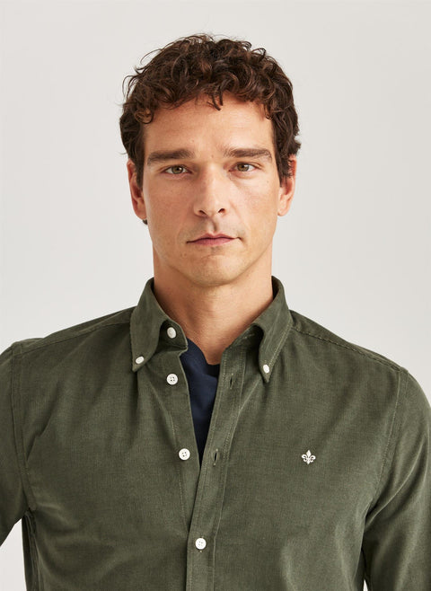 Douglas Cord Shirt Slim, Olive Oliven