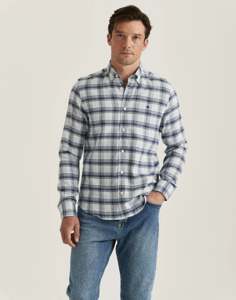 Soft Check Flannel- Slim Fit Blå