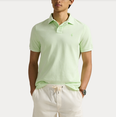 Mineral  dyed mesh polo shirt Grønn