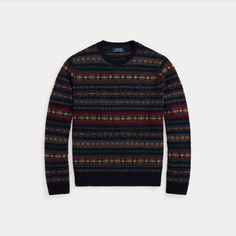 Fair Isle Wool Sweater, Blue Blå