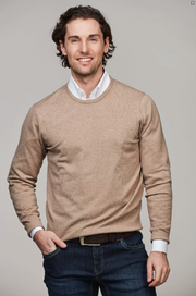 C-NECK SWEATER PATCH, Mørkbeige Beige